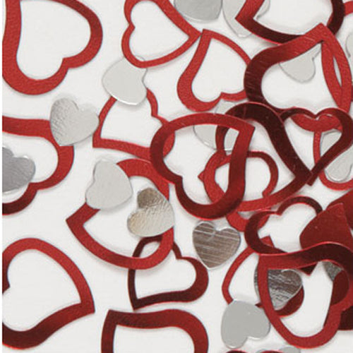 Red & Silver Hearts Confetti