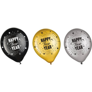 Happy New Year Latex Balloons - 15ct