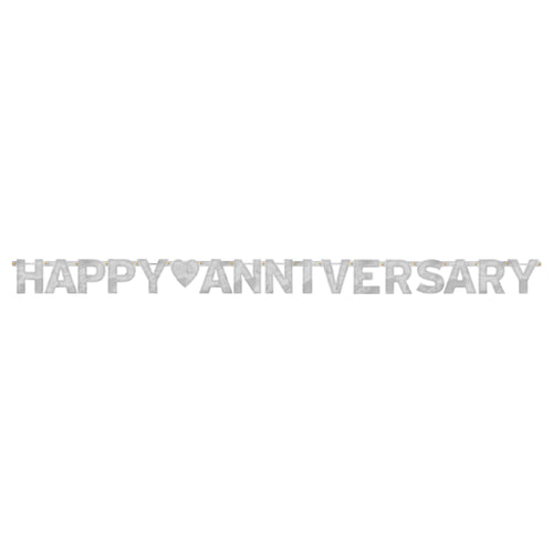 Silver Happy Anniversary Banner