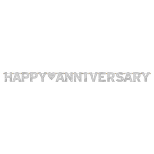 Silver Happy Anniversary Banner