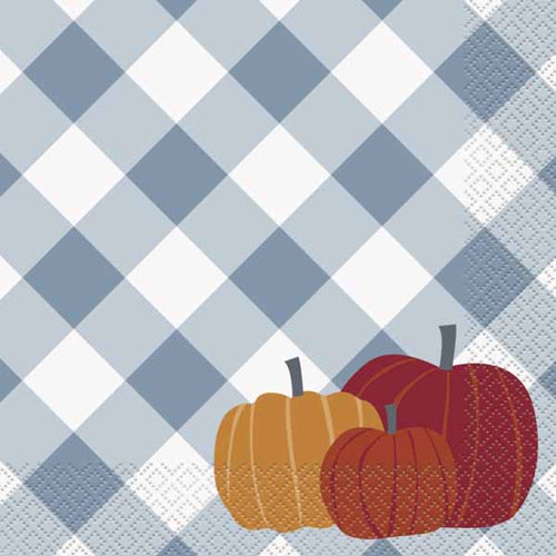Gingham Pumpkin Luncheon Napkins - 16ct