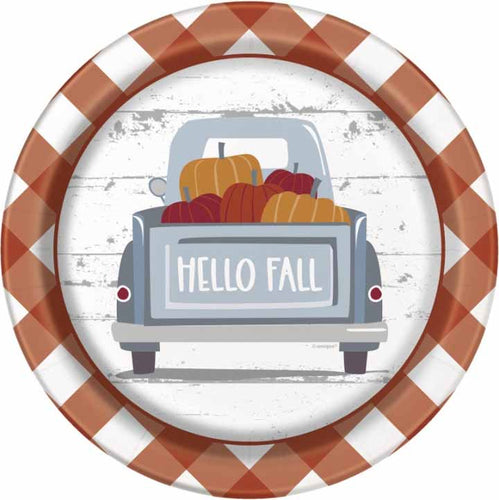 Gingham Pumpkin Dinner Plates - 8ct