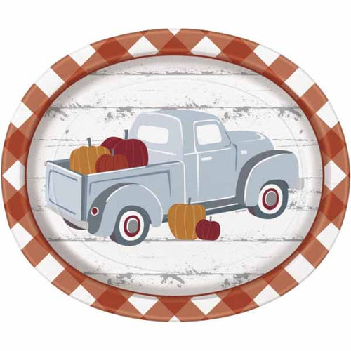 Gingham Pumpkin Oval Platters - 8ct
