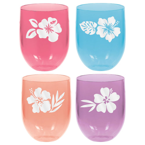 Hibiscus Wine Glasses - 4ct