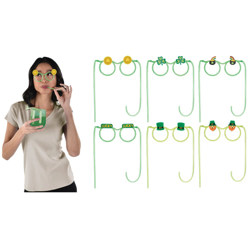 St Pats Straw Glasses - 6ct