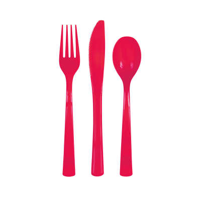 Apple Red Assorted Cutlery - 12ct