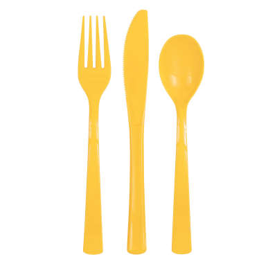 Yellow Assorted Cutlery - 12ct