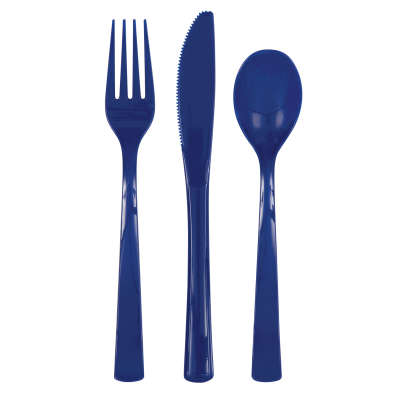 Navy Blue Assorted Cutlery - 12ct