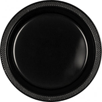 Black Plastic Dinner Plates - 20ct