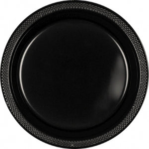 Black Plastic Dinner Plates - 20ct