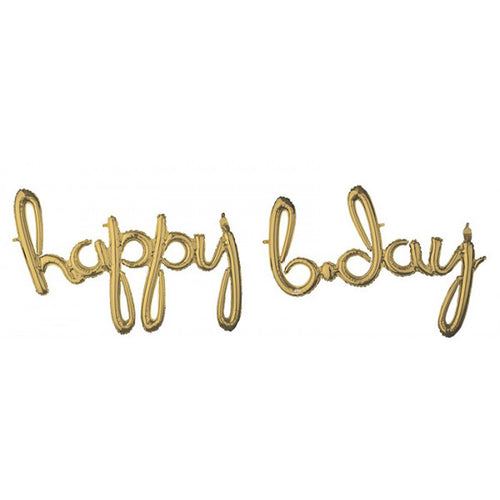 Happy Birthday White Gold Script Foils