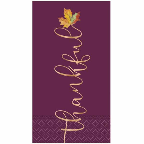 Modern Thanksgiving Thankful Guest Towels - 16ct