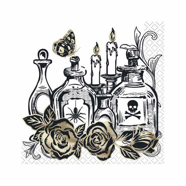 Sketchy Skull Beverage Napkins - 16ct