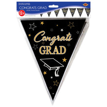 Load image into Gallery viewer, Metallic Congrats Grad Pennant Banner
