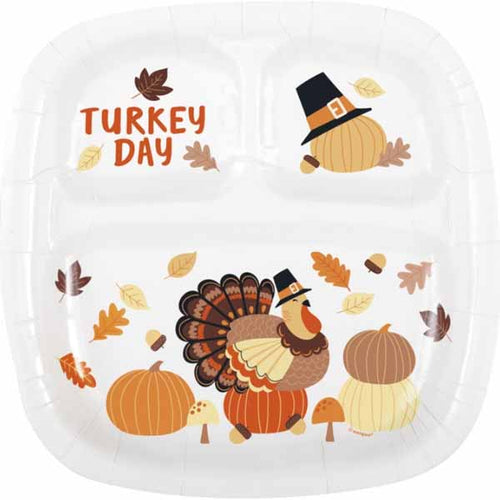 Turkey Day Sectioned Plates - 8ct