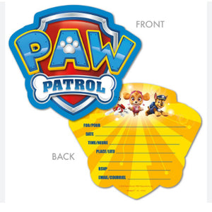 Paw Patrol Large Invitations
