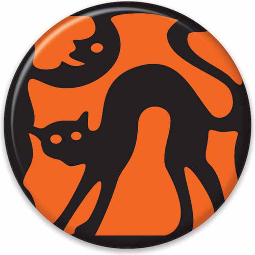 Vintage Halloween Button - Black Cat
