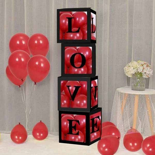 Love Balloon Boxes - Black - 4ct