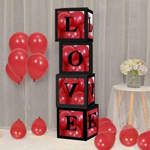 Love Balloon Boxes - Black - 4ct