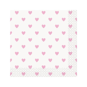 Pink Hearts Beverage Napkins