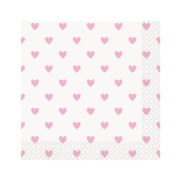 Pink Hearts Beverage Napkins