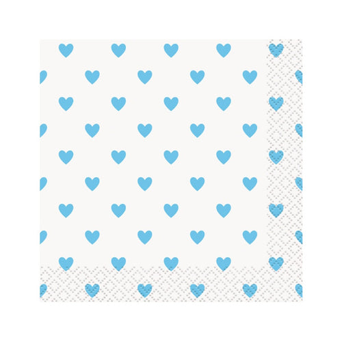 Blue Hearts Beverage Napkins