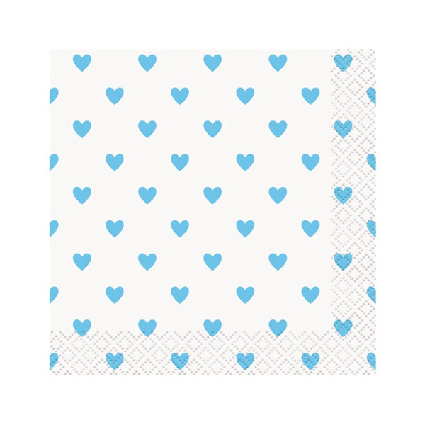 Blue Hearts Beverage Napkins