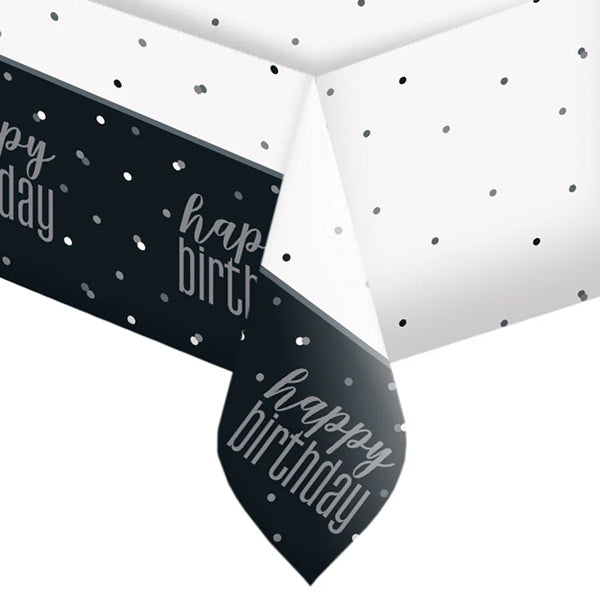 Black Birthday Glitz Table Cover