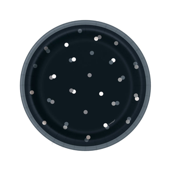 Black Birthday Glitz Dessert Plates