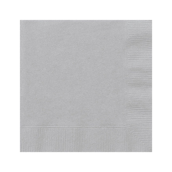 Silver Beverage Napkins - 20ct