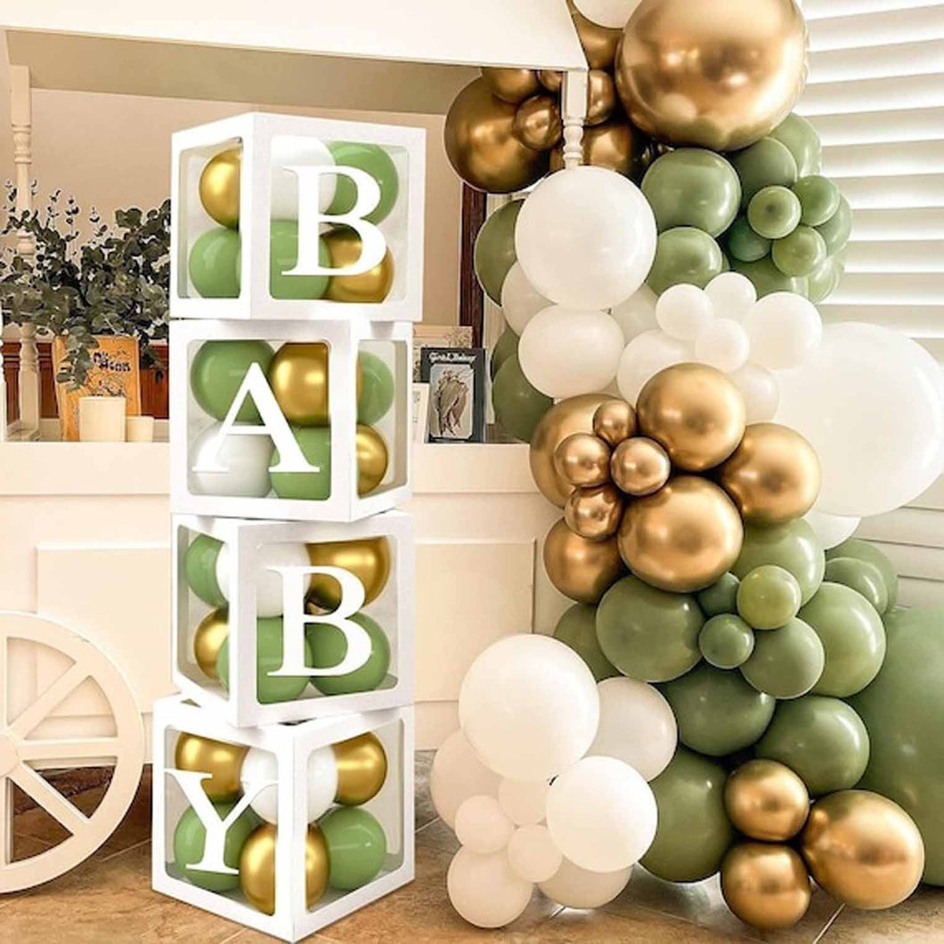 Baby Balloon Boxes - White - 4ct
