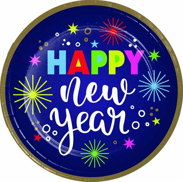 Beaming New Year Dinner Plates