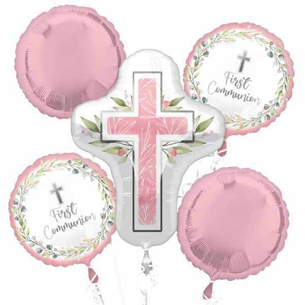 Pink Communion Foil Balloon Set