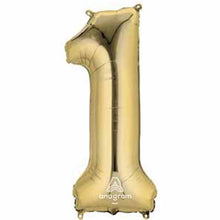 Load image into Gallery viewer, 34" Gold Number Balloon