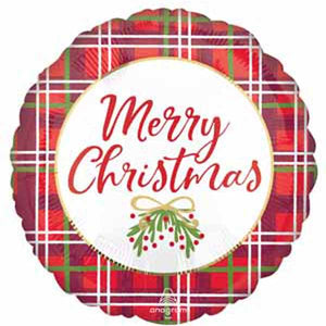 Plaid Christmas 18" Foil Balloon