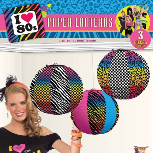 80s Party Lanterns - 3ct