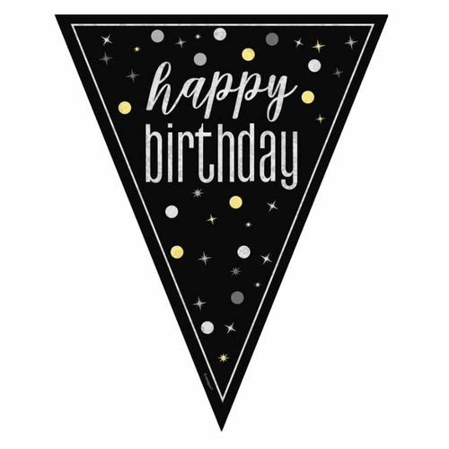 Black Glitz Pennant Banner