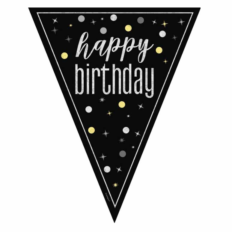 Black Glitz Pennant Banner