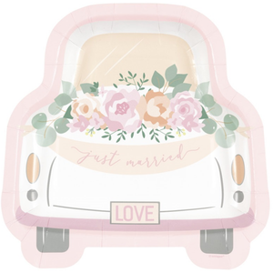Just Married Car Shaped Plates