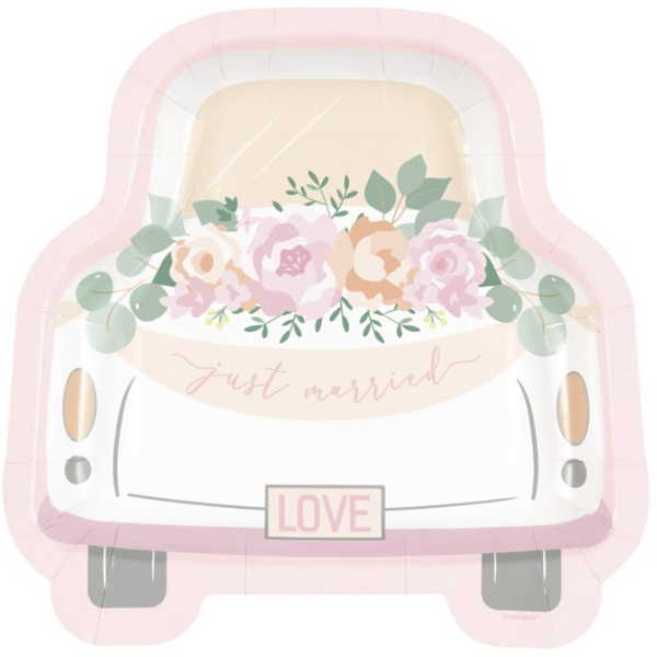 Just Married Car Shaped Plates