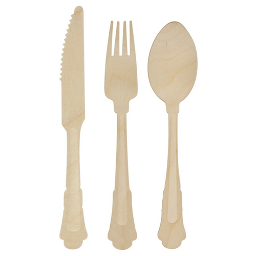 Assorted Wooden Cutlery - 12ct