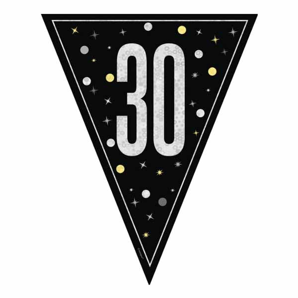 Black Glitz 30 Pennant Banner
