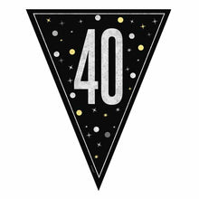 Load image into Gallery viewer, Black Glitz 40 Pennant Banner