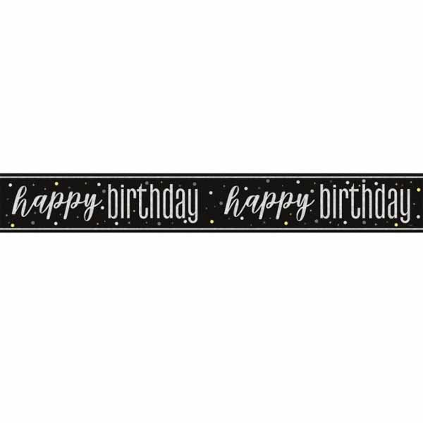 Black Birthday Glitz Foil Banner