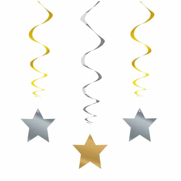Hanging Stars - Silver and Gold