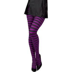 Purple and Black Striped Tights