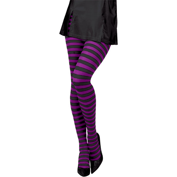 Purple and Black Striped Tights