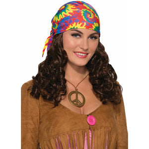 Brown Wig with Hippie Scarf