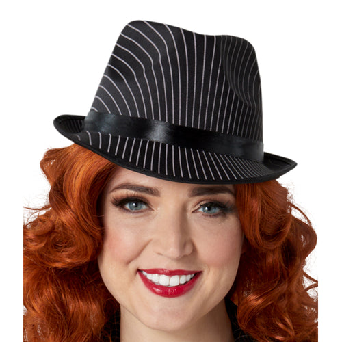 Black Pin Stripe Fedora