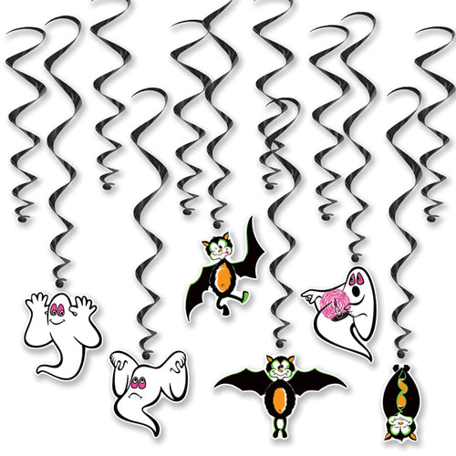 Vintage Halloween Hanging Swirls - 12ct